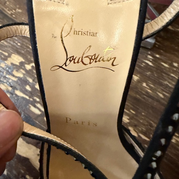 Christian Louboutin Black Lace and Satin Platform Pumps - Picture 3 of 4